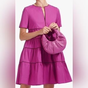 L1. Staud Purple Mini Baby Doll Tiered Dress